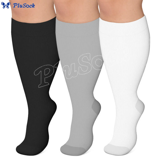 Kompressionsstrümpfe in Unifarben, Übergrößen 2XL-7XL (3 Paar) - image 0