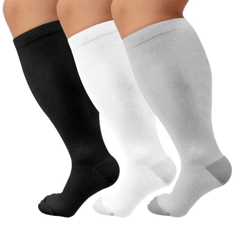 Kompressionsstrümpfe in Unifarben, Übergrößen 2XL-7XL (3 Paar) - image 2