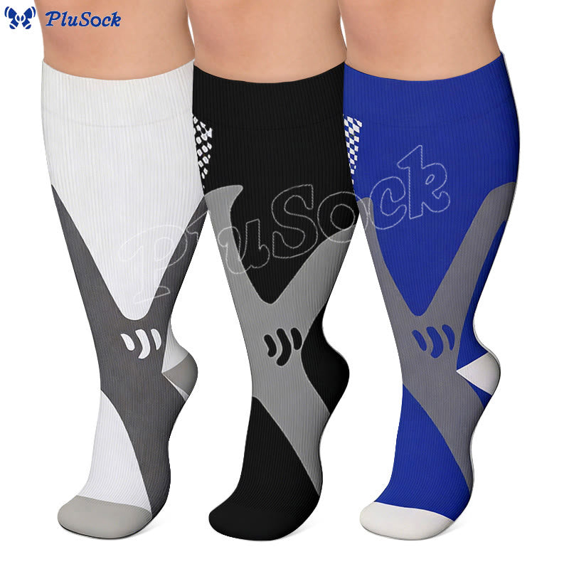 Sportkompressionsstrümpfe für weite Waden in Übergrößen 2XL-7XL (3 Paar) - image 0