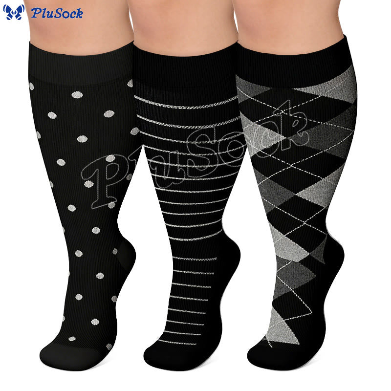 Rautenförmige Kompressionsstrümpfe in Übergrößen 2XL-7XL (3 Paar) - image 0