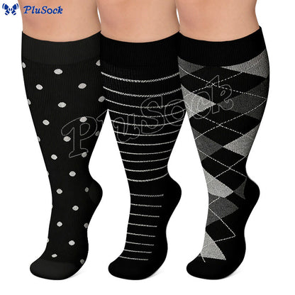Rautenförmige Kompressionsstrümpfe in Übergrößen 2XL-7XL (3 Paar) - image 0