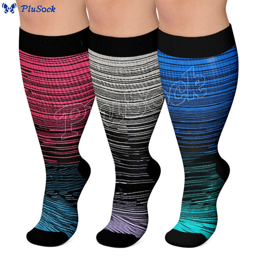 Bunte Cool Lines Kompressionsstrümpfe in Übergrößen 2XL-7XL (3 Paar) - image 0