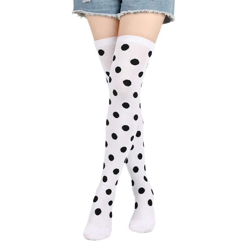Lustige gepunktete Oberschenkelstrümpfe (5 Paar) - Schwarze Punkte - Einheitsgröße - image 6