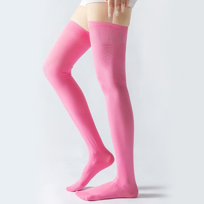 Oberschenkelhohe Kompressionsstrümpfe in Unifarbe (2 Paar) - Rosa - EU36-40 (US3-7) - image 3