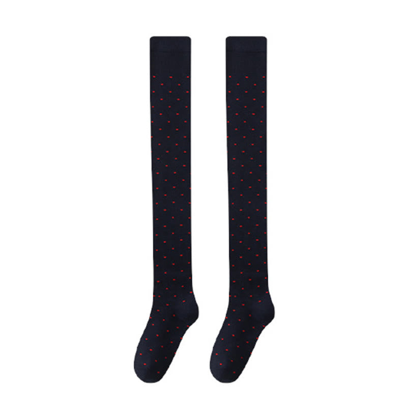 Oberschenkelhohe Socken mit Polka-Dots (2 Paar) - Marineblau - EU36-40 (US3-7) - image 12