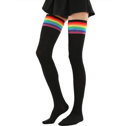 Overknee-Socken mit Regenbogenstreifen (2 Paar) - image 3