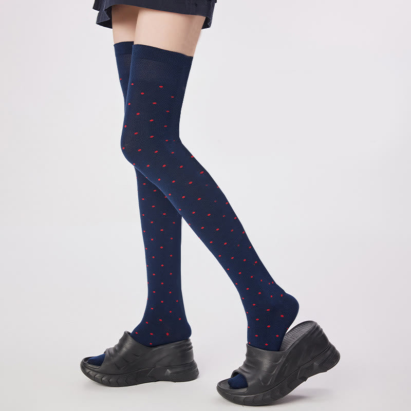 Oberschenkelhohe Socken mit Polka-Dots (2 Paar) - image 1