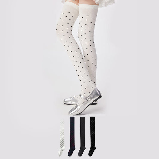 Oberschenkelhohe Socken mit Polka-Dots (2 Paar) - image 0