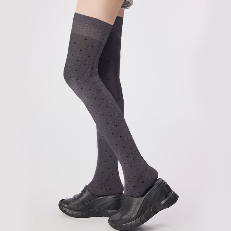 Oberschenkelhohe Socken mit Polka-Dots (2 Paar) - image 2