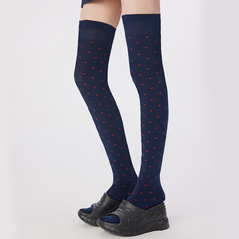 Oberschenkelhohe Socken mit Polka-Dots (2 Paar) - image 4