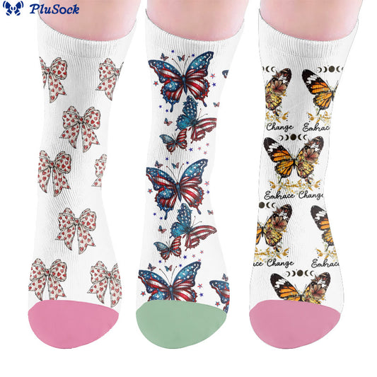 Socken mit Schleifenmotiv und Schmetterlingsmotiv - image 0