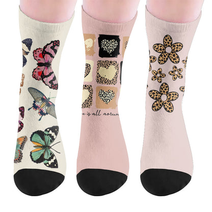 Socken mit Schmetterlingsherz und Leopardenmuster - Mehrfarbig (3 Paare) - EU37-44 (US4-10) - image 10
