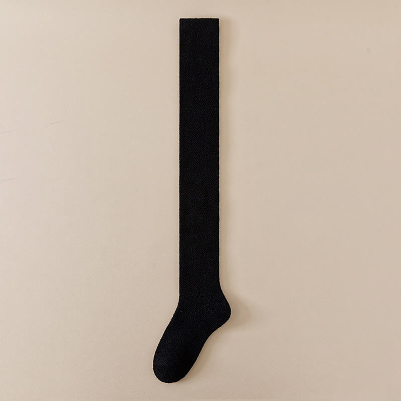 Übergroße, einfarbige Oberschenkelstrümpfe (2 Paar) - Schwarz - EU36-42 (US3-8,5) - image 14