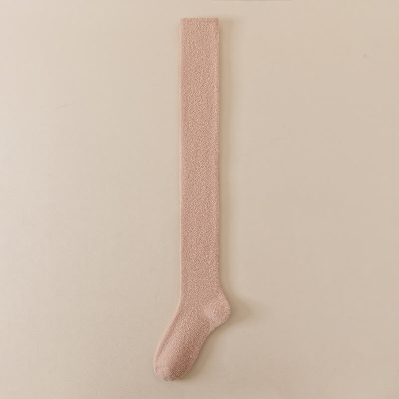 Übergroße, einfarbige Oberschenkelstrümpfe (2 Paar) - Khaki - EU36-42 (US3-8,5) - image 13