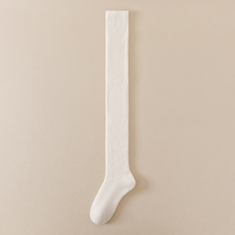 Übergroße, einfarbige Oberschenkelstrümpfe (2 Paar) - Beige - EU36-42 (US3-8,5) - image 12