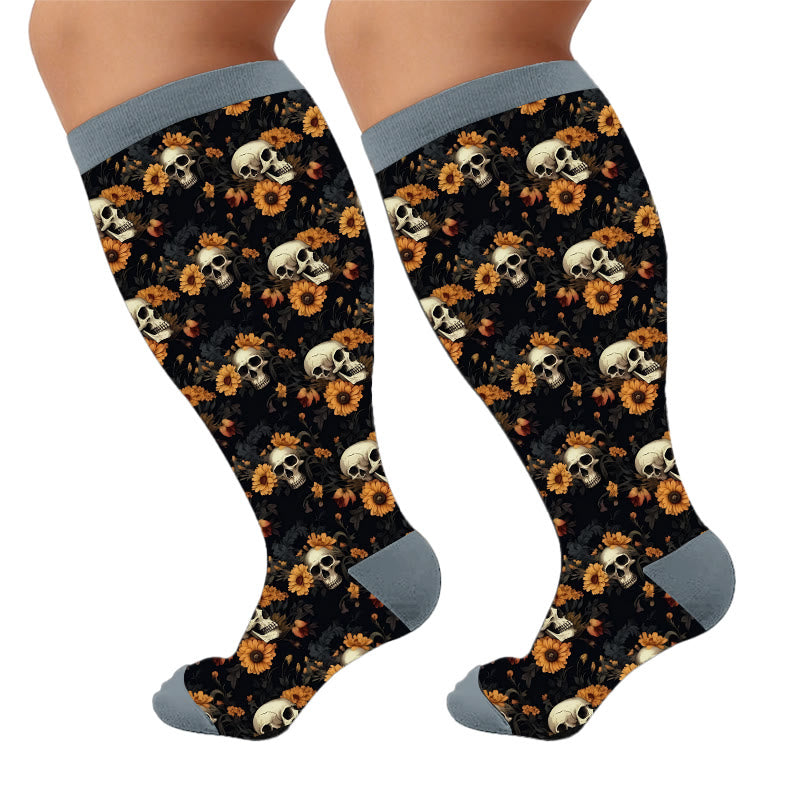 Kompressionsstrümpfe mit Totenkopfmotiv in Übergröße - Retro Mystery (1 Paar) - 4XL - image 8