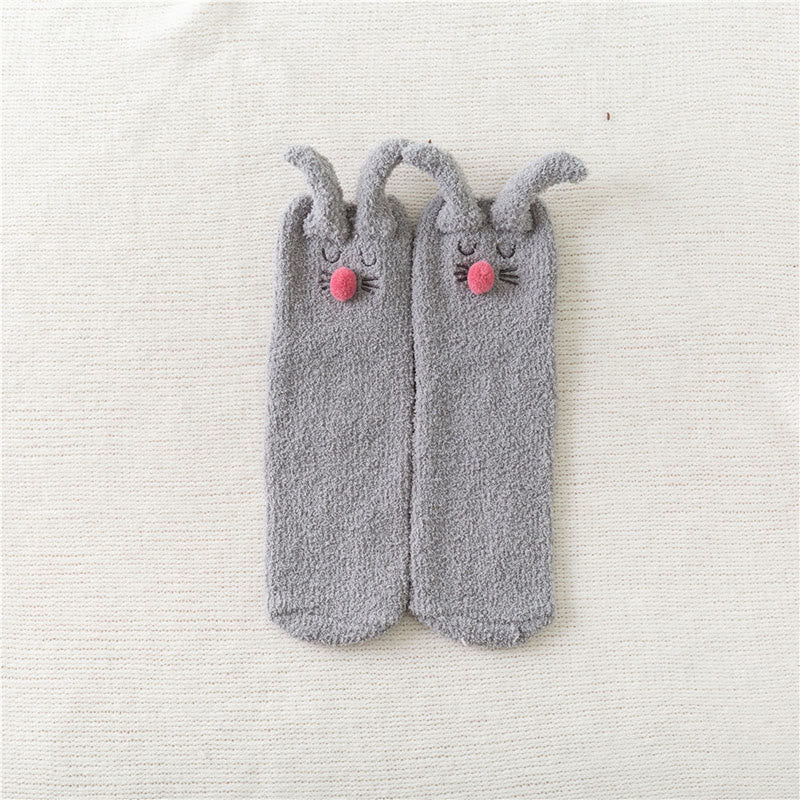 Plüsch-Hasenohren-Socken (3 Paar) - Grau - EU36-40 (US3-7) - image 10