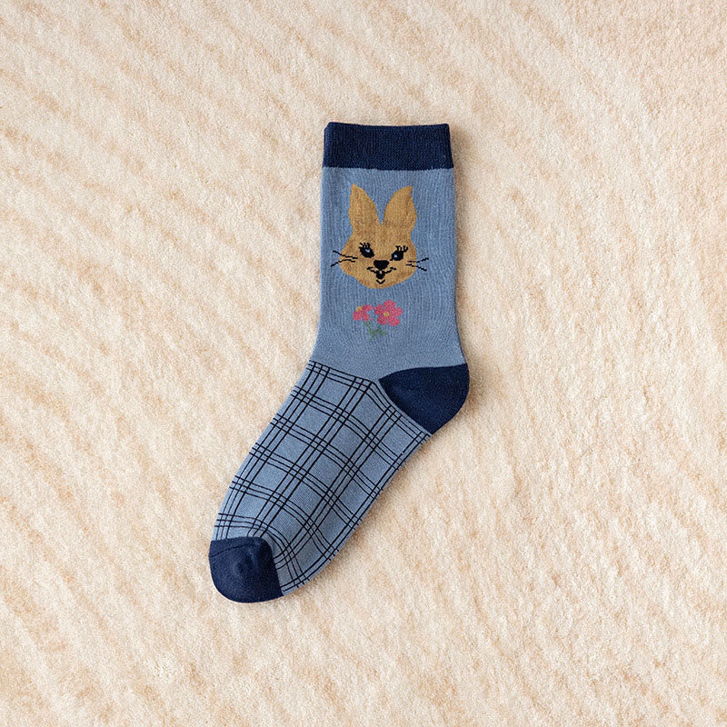 Vintage-Socken mit Kaninchenstickerei (5 Paar) - image 11