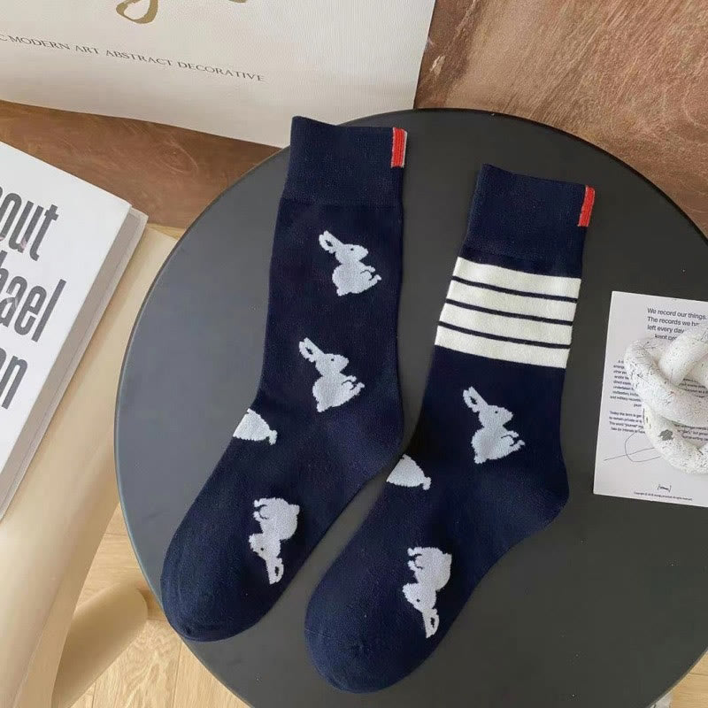 Vier Streifen Kaninchen Viertel Socken (5 Paar) - Marineblau - EU36-42 (US3-8,5) - image 9