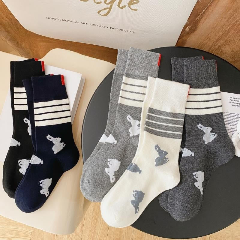 Vier Streifen Kaninchen Viertel Socken (5 Paar) - image 13