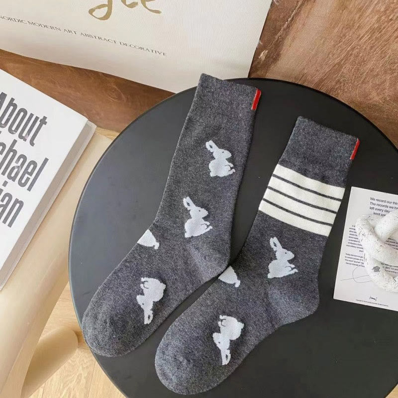 Vier Streifen Kaninchen Viertel Socken (5 Paar) - Dunkelgrau - EU36-42 (US3-8,5) - image 7