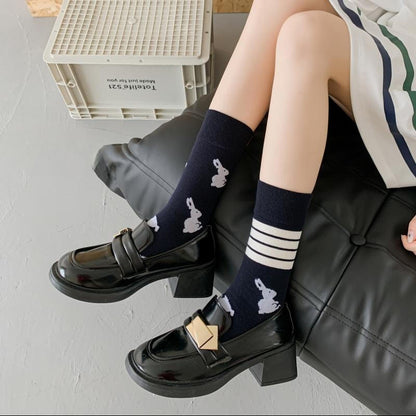 Vier Streifen Kaninchen Viertel Socken (5 Paar) - image 4