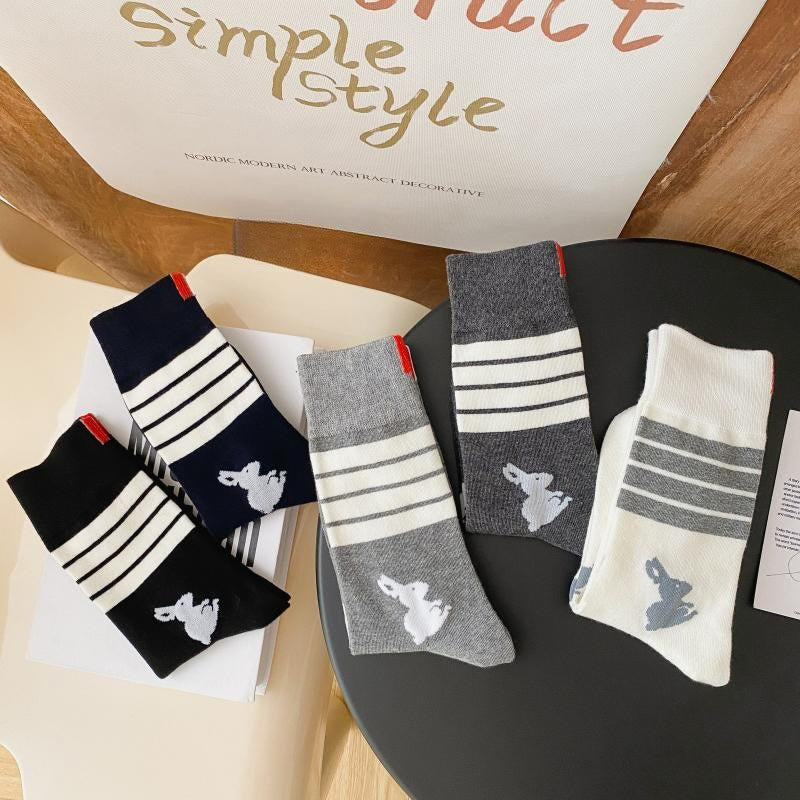 Vier Streifen Kaninchen Viertel Socken (5 Paar) - Mehrfarbig - EU36-42 (US3-8,5) - image 12