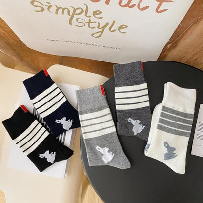 Vier Streifen Kaninchen Viertel Socken (5 Paar) - Mehrfarbig - EU36-42 (US3-8,5) - image 12