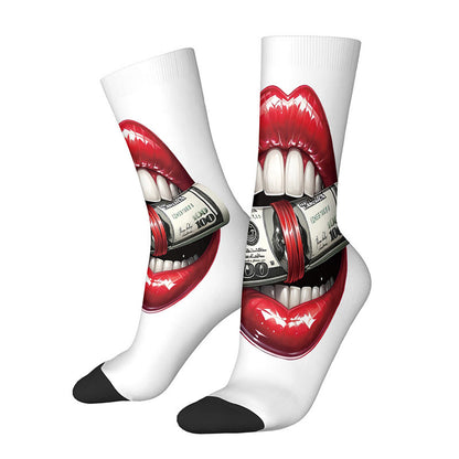 Socken mit 3D-Lippen und Schleife, Motiv: Vierteldollar-Münzen (3 Paar) - F - EU36-42 (US3-8,5) - image 8