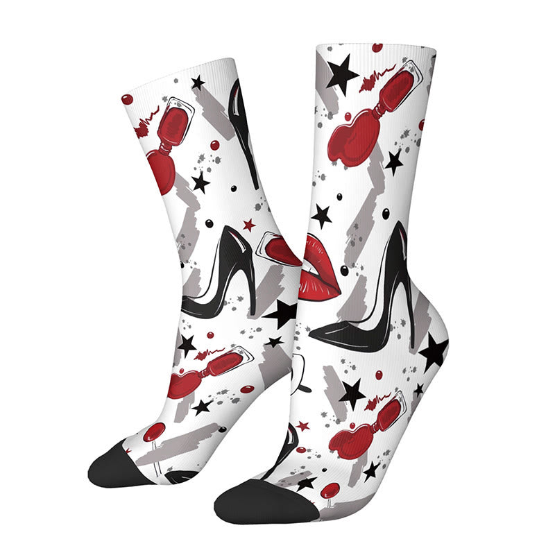 Socken mit 3D-Lippen und Schleife, Motiv: Vierteldollar-Münzen (3 Paar) - B - EU36-42 (US3-8,5) - image 4