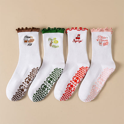 Kirschkaffee-Socken mit rutschfester Oberfläche (4 Paar) - Mehrfarbig - EU36-40 (US3-7) - image 1