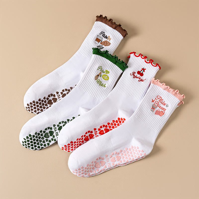 Yoga-Socken in Übergröße mit Kirschrot (4 Paar) - image 14