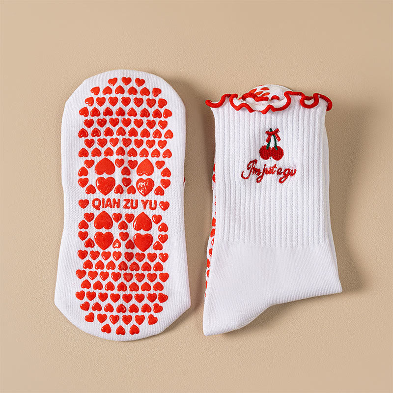 Yoga-Socken in Übergröße mit Kirschrot (4 Paar) - image 9