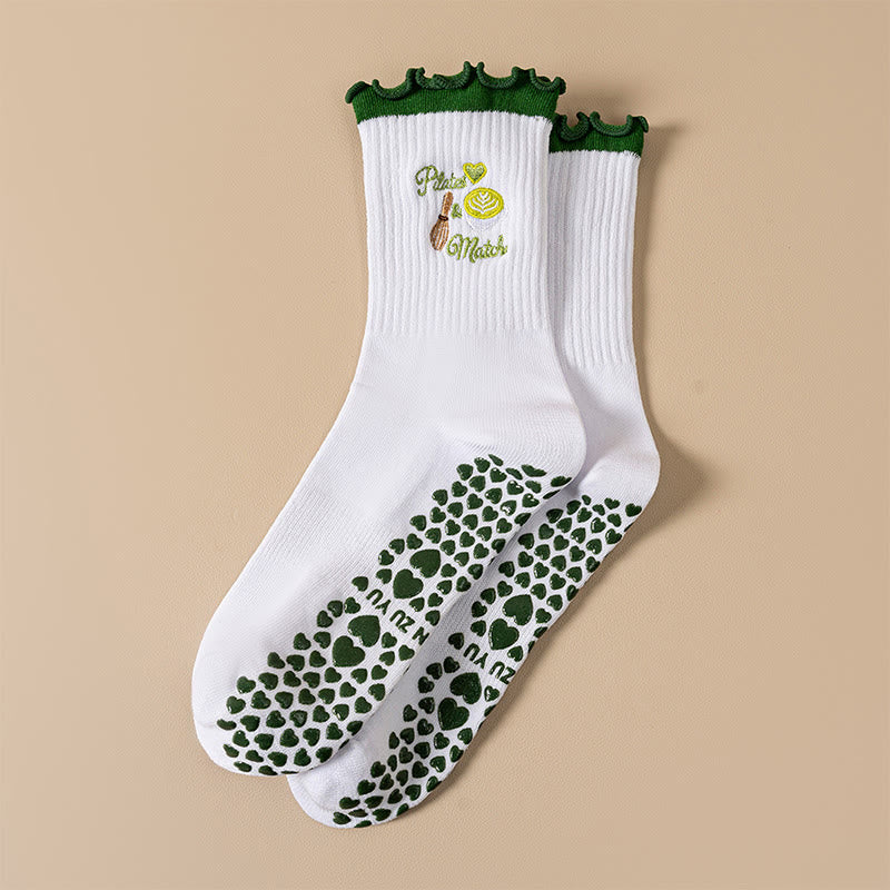 Kirschkaffee-Socken mit rutschfester Oberfläche (4 Paar) - Grün - EU36-40 (US3-7) - image 2