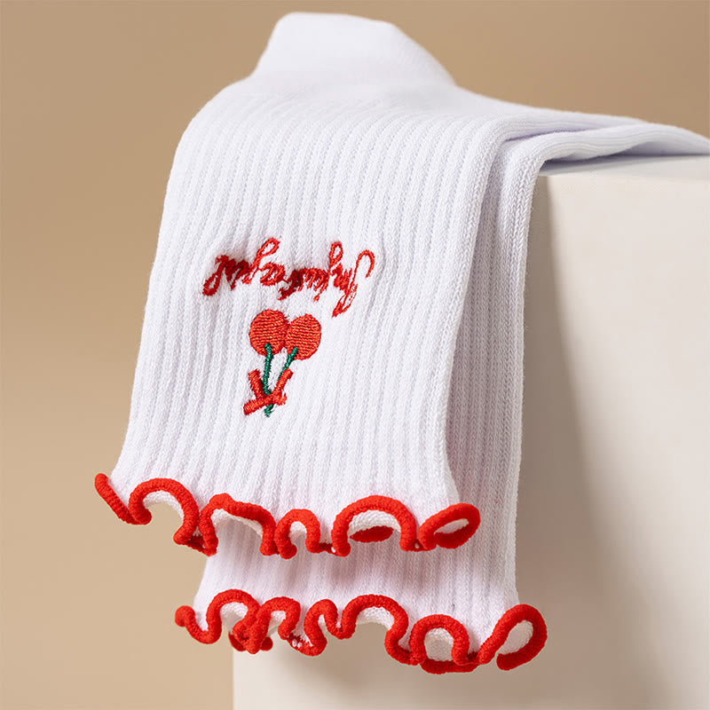 Yoga-Socken in Übergröße mit Kirschrot (4 Paar) - image 11