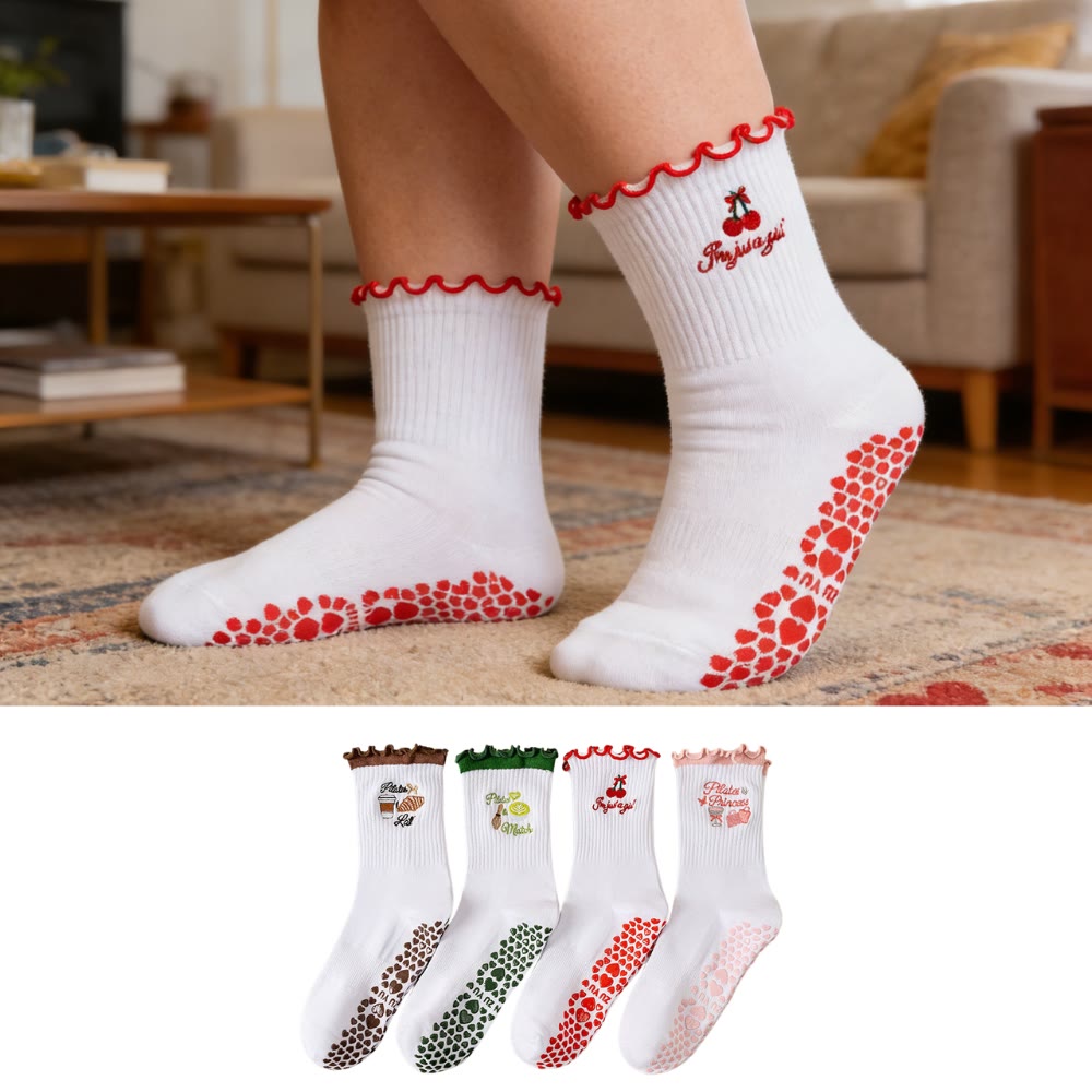 Yoga-Socken in Übergröße mit Kirschrot (4 Paar) - image 0