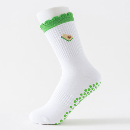 Yoga-Socken in Übergröße mit Kirschherz, Schleife und Avocado-Motiv (4 Paar) - image 3