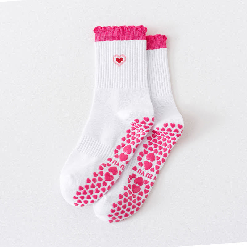 Kirschherz-Schleifen-Avocado-Socken mit rutschfester Oberfläche (4 Paar) - Rosa - EU36-40 (US3-7) - image 7
