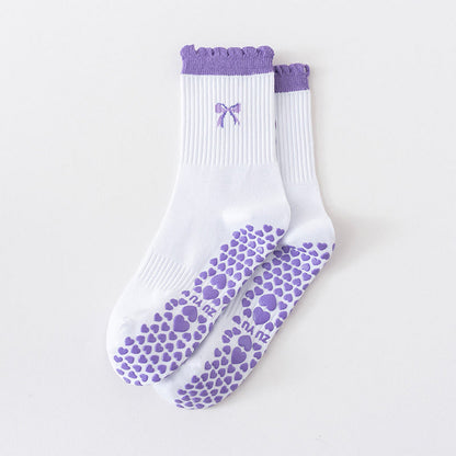 Kirschherz-Schleifen-Avocado-Socken mit rutschfester Oberfläche (4 Paar) - Lila - EU36-40 (US3-7) - image 6