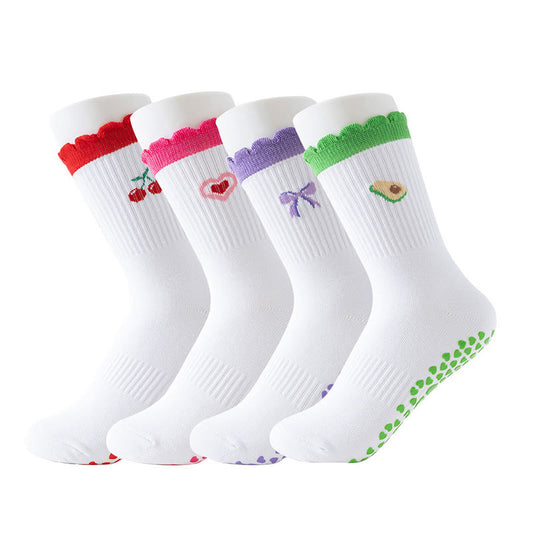 Kirschherz-Schleifen-Avocado-Socken mit rutschfester Oberfläche (4 Paar) - Mehrfarbig - EU36-40 (US3-7) - image 0