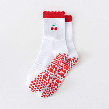 Kirschherz-Schleifen-Avocado-Socken mit rutschfester Oberfläche (4 Paar) - Rot - EU36-40 (US3-7) - image 5
