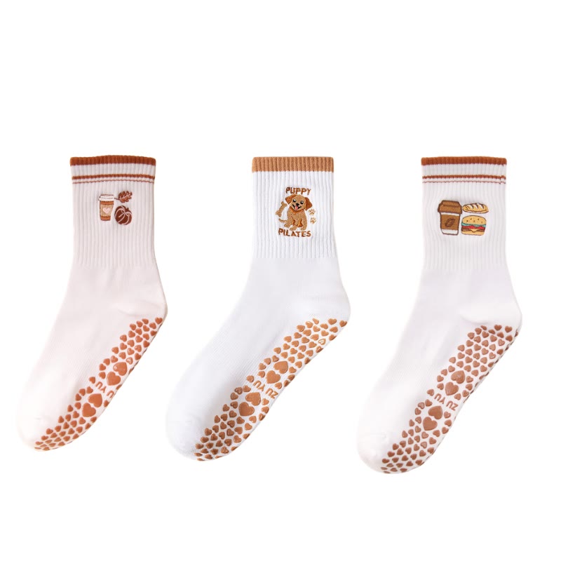 Yoga-Socken mit Welpenmotiv in Übergröße (3 Paar) - Mehrfarbig - EU36-40 (US3-7) - image 0