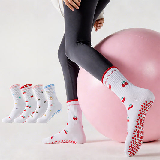 Yoga-Socken mit Kirschblumenherz (4 Paar) - image 0