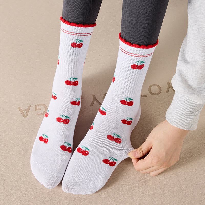 Socken mit Blumen-Kirsch-Herz-Sockengriff (4 Paar) - image 2