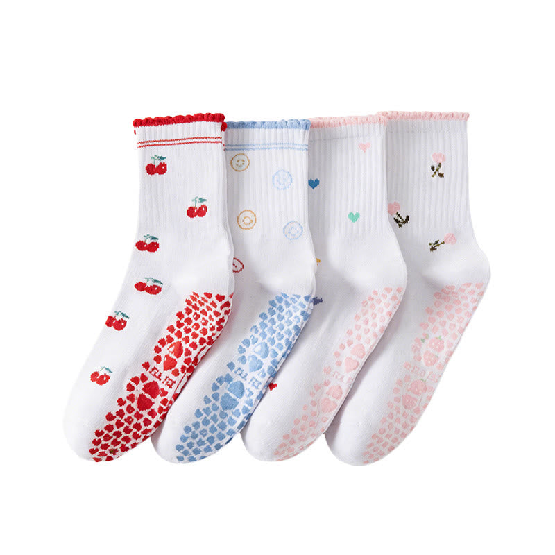 Socken mit Blumen-Kirsch-Herz-Sockengriff (4 Paar) - image 12