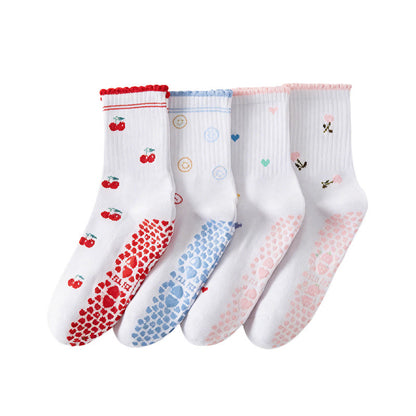 Socken mit Blumen-Kirsch-Herz-Sockengriff (4 Paar) - image 12