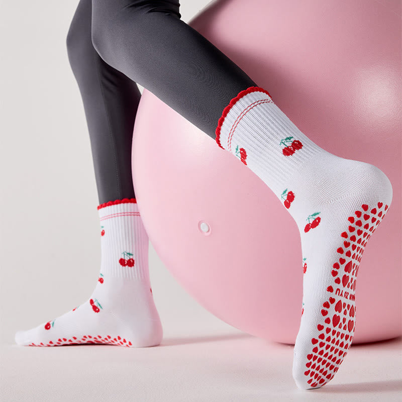 Socken mit Blumen-Kirsch-Herz-Sockengriff (4 Paar) - image 8