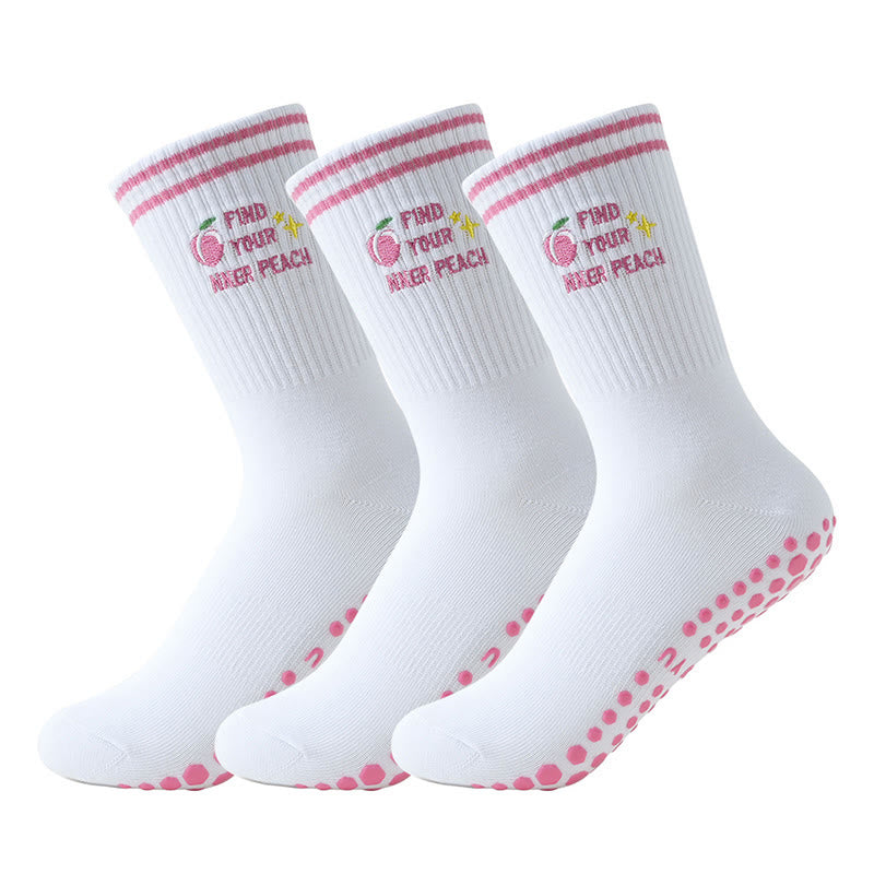 Pinke Pfirsichfarbene Socken mit rutschfester Oberfläche (3 Paar) - Rosa - EU36-40 (US3-7) - image 3
