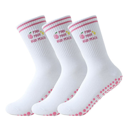 Pinke Pfirsichfarbene Socken mit rutschfester Oberfläche (3 Paar) - Rosa - EU36-40 (US3-7) - image 3