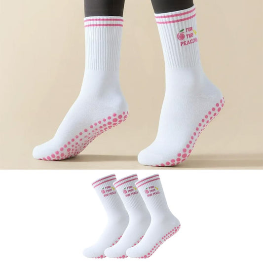 Rosa Pfirsichfarbene Yoga-Socken (3 Paar) - image 0
